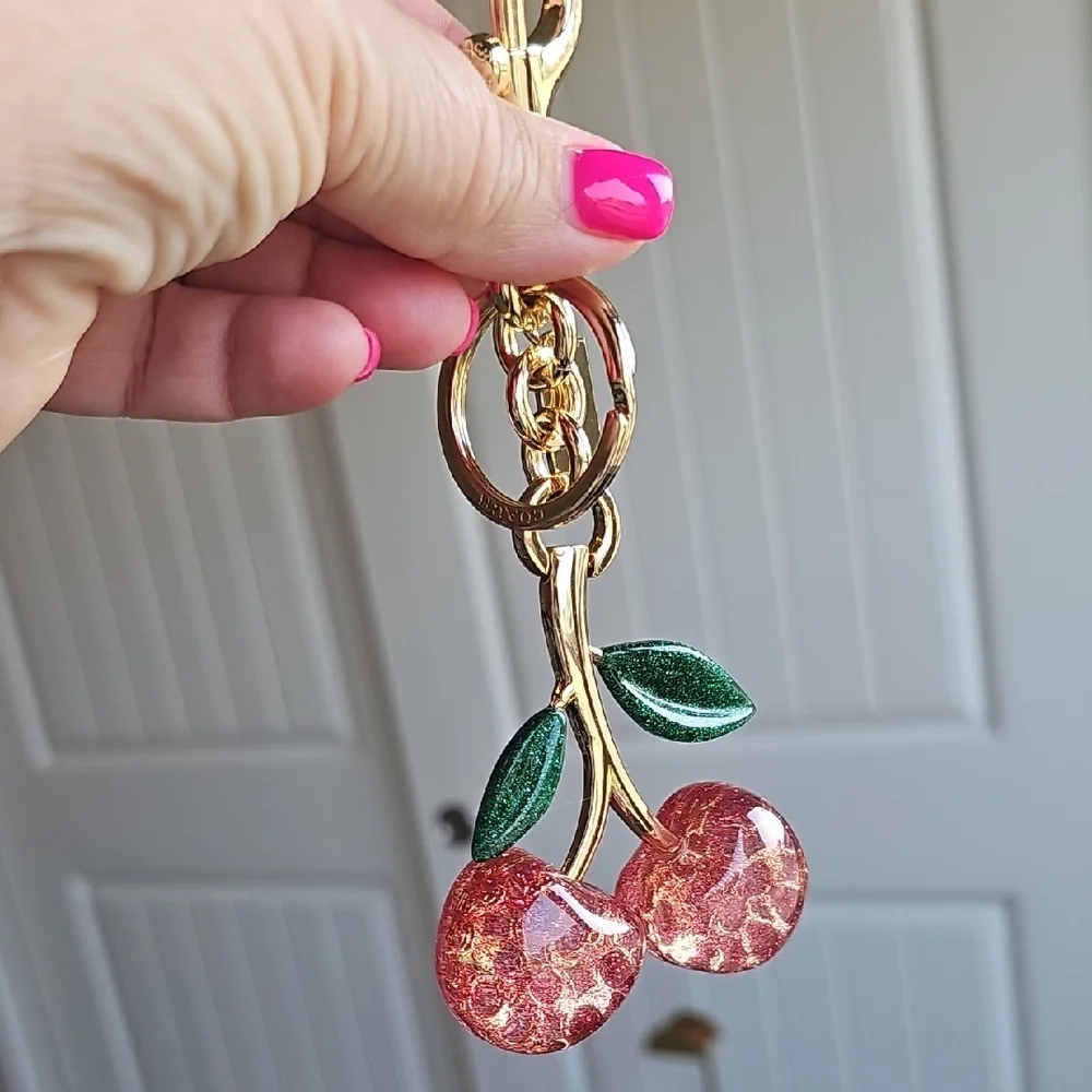 Coach Gold and Pink Cherry Keychain NWT - Picture 6 of 6
